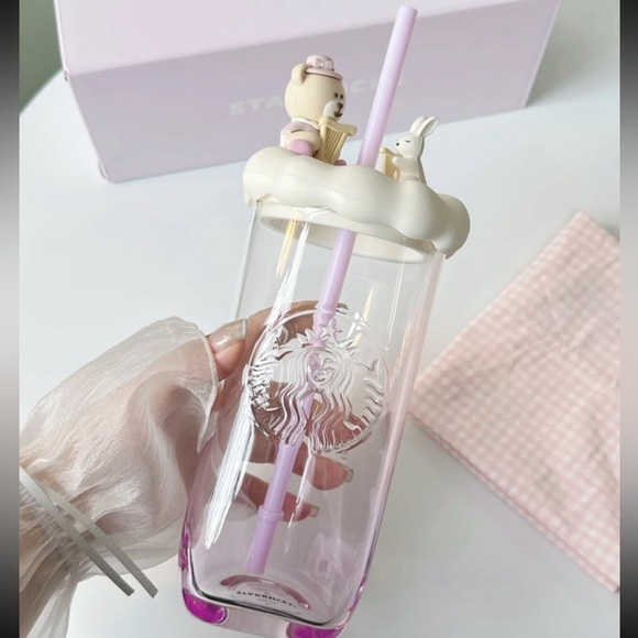 Starbucks China Garden Dance Purple Triangle Bottom 18oz Glass Cold Cup - Picture 3 of 6